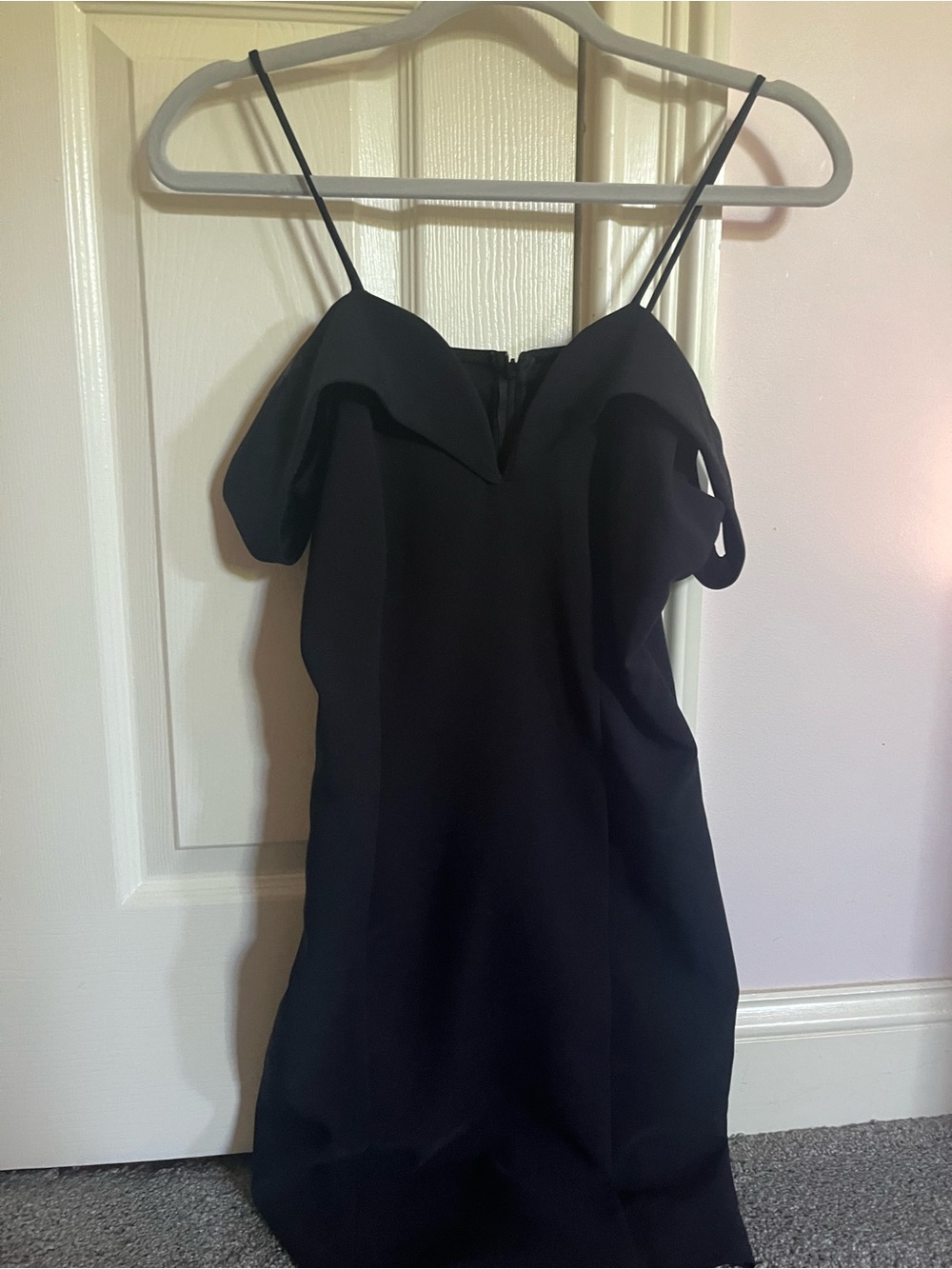 Classic Black Off-Shoulder Spaghetti Strap Women's Top